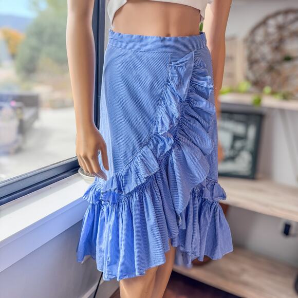 Chicwish Applause of Ruffle Tiered Frill Hem Skirt in Blue/White, Women's Small - Picture 6 of 12